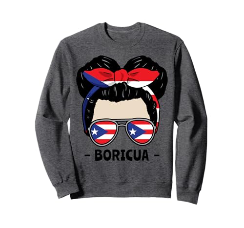 Boricua Mädchen Unordentliches Brötchen Hispanisches Erbe Sweatshirt von InGENIUS Hispanic Heritage Hemden & Geschenke