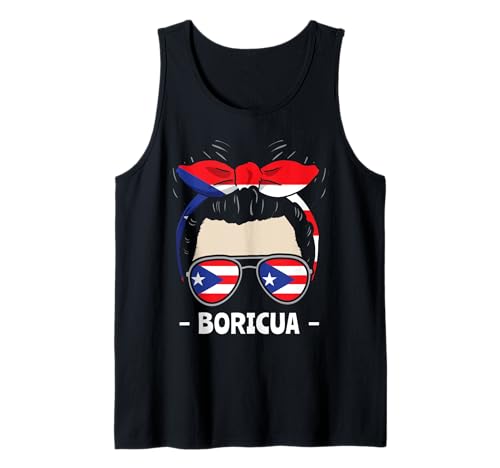 Boricua Mädchen Unordentliches Brötchen Hispanisches Erbe Tank Top von InGENIUS Hispanic Heritage Hemden & Geschenke