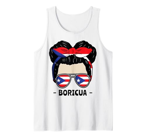 Boricua Mädchen Unordentliches Brötchen Hispanisches Erbe Tank Top von InGENIUS Hispanic Heritage Hemden & Geschenke