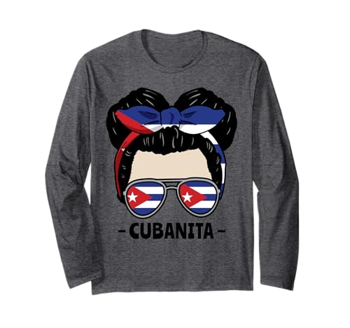 Cubanita Kubanisches Mädchen Unordentliches Brötchen Langarmshirt von InGENIUS Hispanic Heritage Hemden & Geschenke