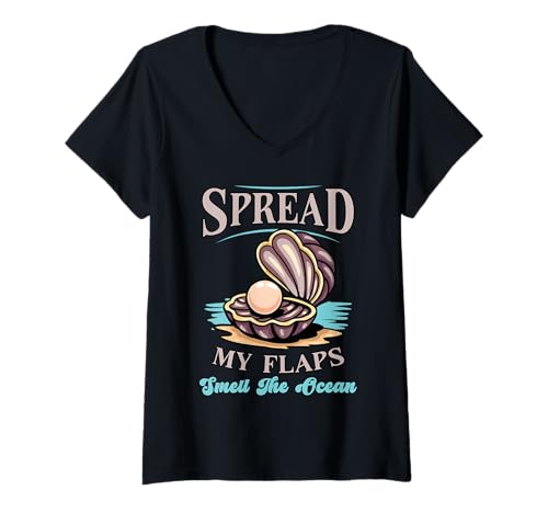 Damen Funny Adult Humor Spread My Flaps Smell the Ocean Dirty Meme T-Shirt mit V-Ausschnitt Damen Funny Adult Humor Spread My Flaps Smell the Ocean Dirty Meme T-Shirt mit V-Ausschnitt von InGENIUS Humor Shirts & Geschenke für Erwachsene