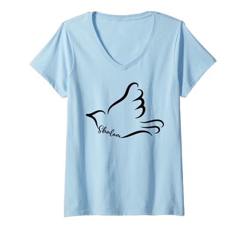 Damen Shalom Frieden Hebräisch Jüdische Taube Chanukka Pessach T-Shirt mit V-Ausschnitt von InGENIUS Jüdische Taube Hemden & Geschenke