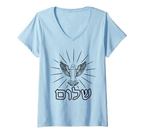 Damen Shalom Frieden Hebräisch Jüdische Taube Chanukka Pessach T-Shirt mit V-Ausschnitt von InGENIUS Jüdische Taube Hemden & Geschenke