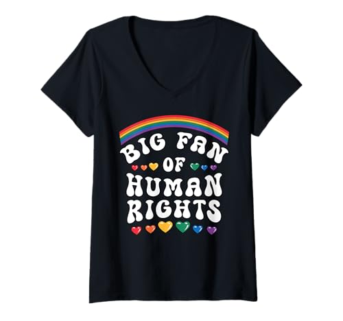 Damen LGBT-Stolzmonat Großer Fan von Menschenrechten Gleichheit T-Shirt mit V-Ausschnitt von InGENIUS LGBT Shirts & Geschenke