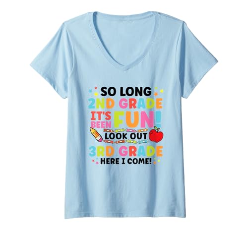 Damen Hallo 3. Klasse So Long 2. Fun Graduation Zurück zur Schule T-Shirt mit V-Ausschnitt von InGENIUS Last Day of School Shirts & Geschenke