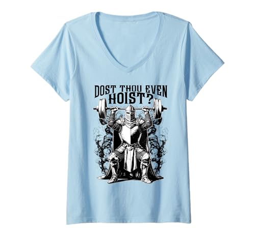 Damen Lustige Gym Workout Dost Thou sogar hissen mittelalterlichen T-Shirt mit V-Ausschnitt von InGENIUS Lustige Fitnessstudio Workout Gifts