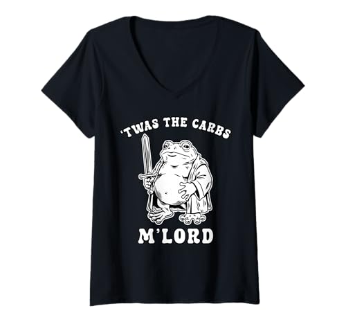 Damen Lustiger Frosch Meme TWAS My Carbs M Lord Mittelalterlicher T-Shirt mit V-Ausschnitt Damen Lustiger Frosch Meme TWAS My Carbs M Lord Mittelalterlicher T-Shirt mit V-Ausschnitt von InGENIUS Lustige Frosch Shirts & Geschenke