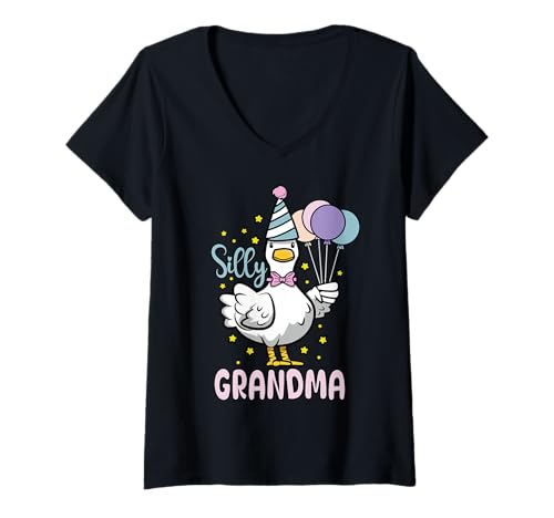 Damen Alberne Oma Gans Albernste Geburtstagsparty Familie Zuordnen T-Shirt mit V-Ausschnitt von InGENIUS Lustige Gans Geburtstag Shirts & Gifts