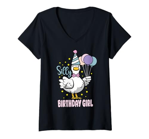 Damen Silly Geburtstag Mädchen Gans Silliest Party Familie T-Shirt mit V-Ausschnitt Damen Silly Geburtstag Mädchen Gans Silliest Party Familie T-Shirt mit V-Ausschnitt von InGENIUS Lustige Gans Geburtstag Shirts & Gifts