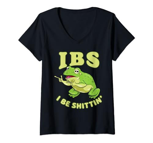 Damen Lustiger IBS-Frosch-Liebhaber, der auf das Reizdarmsyndrom T-Shirt mit V-Ausschnitt von InGENIUS Lustige IBS Shirts & Geschenke
