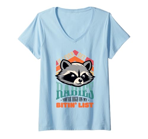 Damen Lustige Waschbär Meme Tollwut Sie sind hoch auf Bitin Liste T-Shirt mit V-Ausschnitt von InGENIUS Lustige Waschbär Shirts & Geschenke