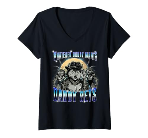 Damen Lustiges Werwolf Meme was auch Immer Papa Will, bekommt T-Shirt mit V-Ausschnitt Damen Lustiges Werwolf Meme was auch Immer Papa Will, bekommt T-Shirt mit V-Ausschnitt von InGENIUS Lustige Wolf Meme Shirts & Geschenke