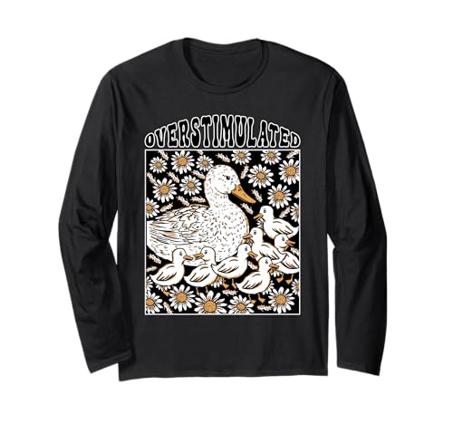 Cottagecore Duck Overstimulated Mama Mom Floral Mothers Day Langarmshirt von InGENIUS Mama Duck Hemden & Geschenke