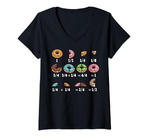 Damen Donut Fraction Math Teacher Funny Mathematik zurück zu T-Shirt mit V-Ausschnitt Damen Donut Fraction Math Teacher Funny Mathematik zurück zu T-Shirt mit V-Ausschnitt von InGENIUS Math Teacher Shirts & Geschenke