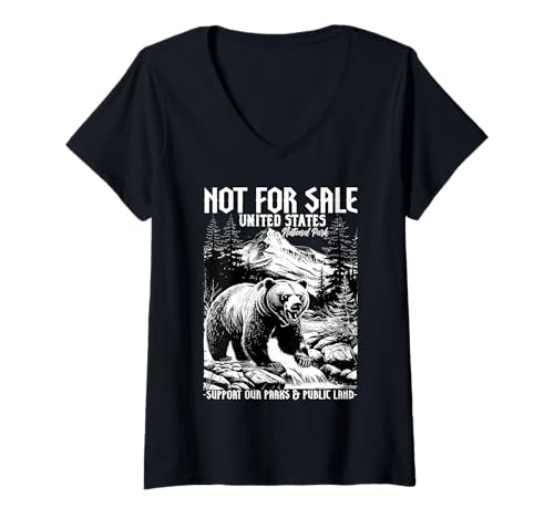 Damen Vintage Bear National Park Öffentliches T-Shirt mit V-Ausschnitt von InGENIUS National Parks Hemden & Geschenke