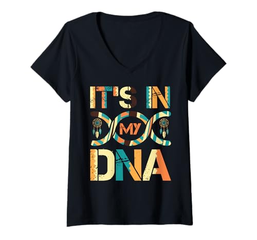 Damen Amerikanische Ureinwohner-DNA Tag der Ureinwohner T-Shirt mit V-Ausschnitt von InGENIUS Native American Hemden & Geschenke