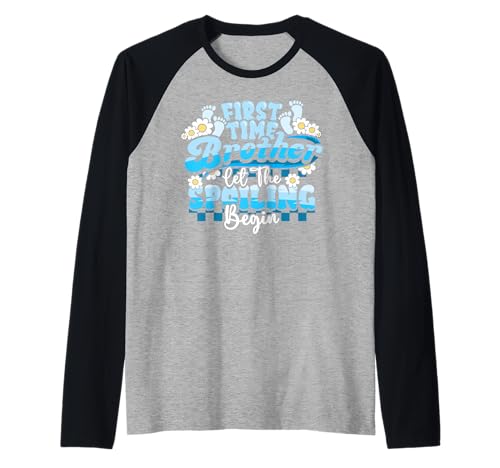 Herren First Time Brother Let Spoiling Begin Funny New Big Bro Gift Raglan von InGENIUS Schwangerschaftsankündigung Passende