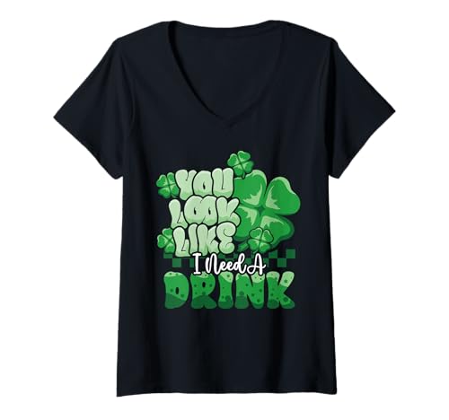 Damen St. Patrick Look Like Need Drink Lustige Bier trinken T-Shirt mit V-Ausschnitt Damen St. Patrick Look Like Need Drink Lustige Bier trinken T-Shirt mit V-Ausschnitt von InGENIUS St. Patricks Day Hemden & Geschenke