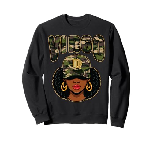 Jungfrau Königin Schwarz Frau Mütze Camo Afro Mädchen Sweatshirt Jungfrau Königin Schwarz Frau Mütze Camo Afro Mädchen Sweatshirt von InGENIUS Tierkreiszeichen