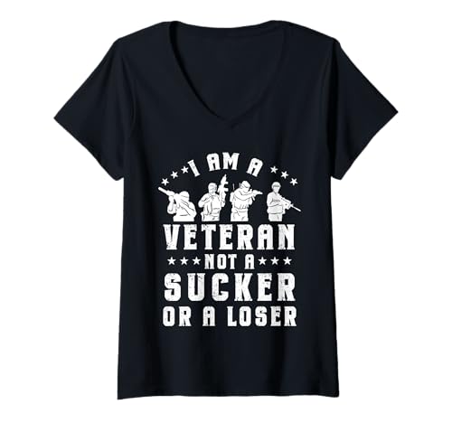 Damen Veteranen-Tag Veteran Nicht Trottel oder Verlierer T-Shirt mit V-Ausschnitt Damen Veteranen-Tag Veteran Nicht Trottel oder Verlierer T-Shirt mit V-Ausschnitt von InGENIUS Veterans Day Hemden & Geschenke