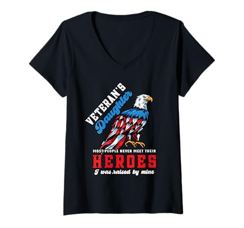 Damen Veteranentag Tochter Weißkopfseeadler Militär Familie T-Shirt mit V-Ausschnitt Damen Veteranentag Tochter Weißkopfseeadler Militär Familie T-Shirt mit V-Ausschnitt von InGENIUS Veterans Day Hemden & Geschenke