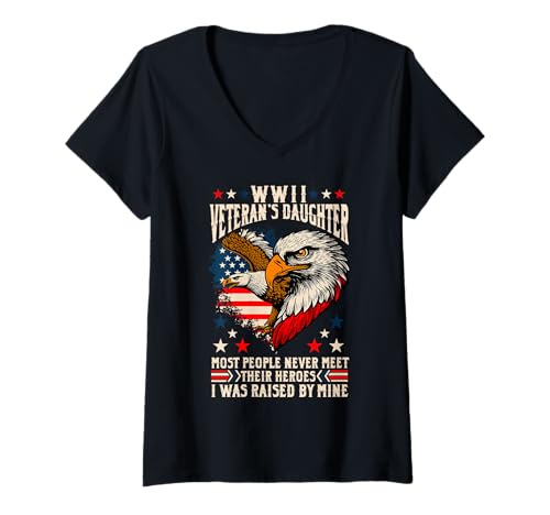 Damen WWII Veterans Day Tochter Weißkopfseeadler Stolze T-Shirt mit V-Ausschnitt Damen WWII Veterans Day Tochter Weißkopfseeadler Stolze T-Shirt mit V-Ausschnitt von InGENIUS Veterans Day Hemden & Geschenke