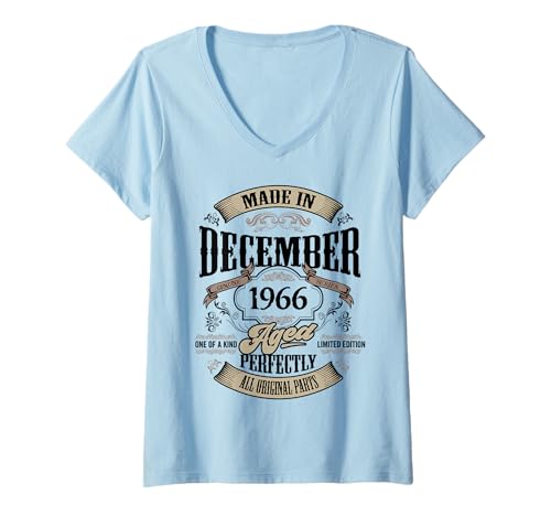 Damen Vintage 60. Geburtstag Legende Dezember 1966 60 Jahre alt T-Shirt mit V-Ausschnitt von InGENIUS Vintage Geburtstagsshirts & Geschenke