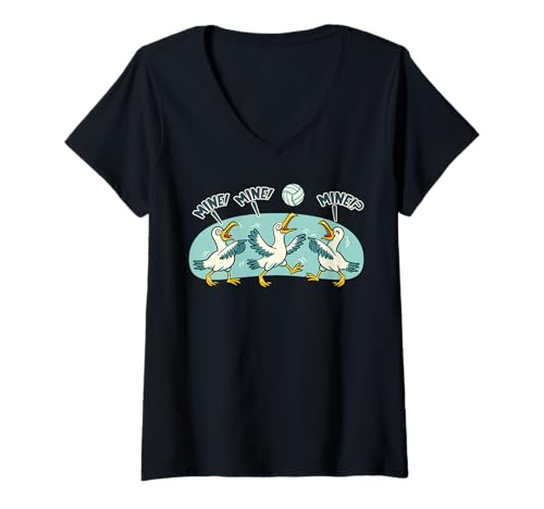 Damen Volleyball Möwe Mine Lustiges Beachvolleyball Spieler T-Shirt mit V-Ausschnitt Damen Volleyball Möwe Mine Lustiges Beachvolleyball Spieler T-Shirt mit V-Ausschnitt von InGENIUS Volleyball Möwe Shirts & Geschenke