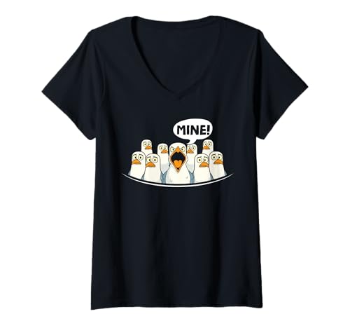 Damen Volleyball Möwe Mine Lustiges Beachvolleyball Spieler T-Shirt mit V-Ausschnitt Damen Volleyball Möwe Mine Lustiges Beachvolleyball Spieler T-Shirt mit V-Ausschnitt von InGENIUS Volleyball Möwe Shirts & Geschenke