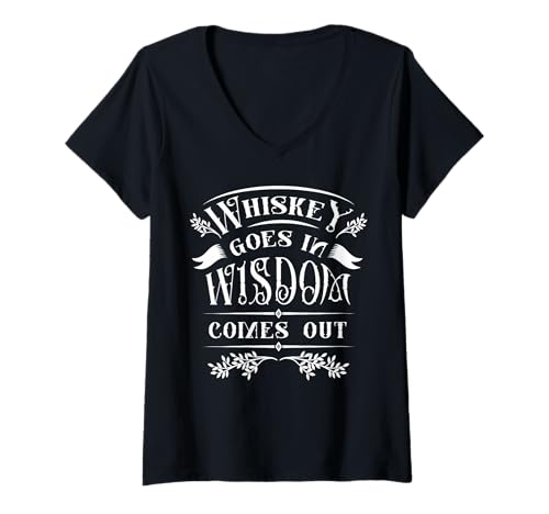 Damen Lustiger Whiskey geht rein Weisheit kommt Raus Tag T-Shirt mit V-Ausschnitt Damen Lustiger Whiskey geht rein Weisheit kommt Raus Tag T-Shirt mit V-Ausschnitt von InGENIUS Whiskey-Liebhaber Hemden & Geschenke