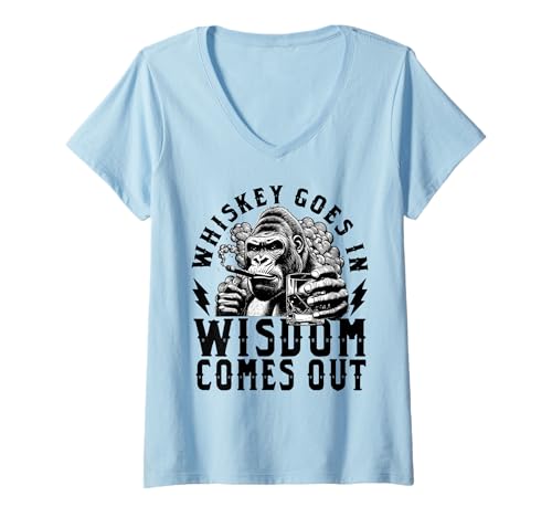 Damen Lustiger AFFE Whiskey geht in Weisheit aus Tag Trinken Party T-Shirt mit V-Ausschnitt Damen Lustiger AFFE Whiskey geht in Weisheit aus Tag Trinken Party T-Shirt mit V-Ausschnitt von InGENIUS Whisky-Liebhaber Hemden & Geschenke