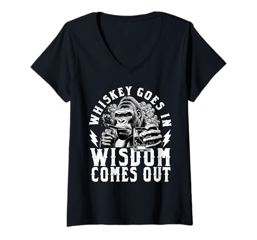 Damen Lustiger AFFE Whiskey geht in Weisheit aus Tag Trinken Party T-Shirt mit V-Ausschnitt Damen Lustiger AFFE Whiskey geht in Weisheit aus Tag Trinken Party T-Shirt mit V-Ausschnitt von InGENIUS Whisky-Liebhaber Hemden & Geschenke