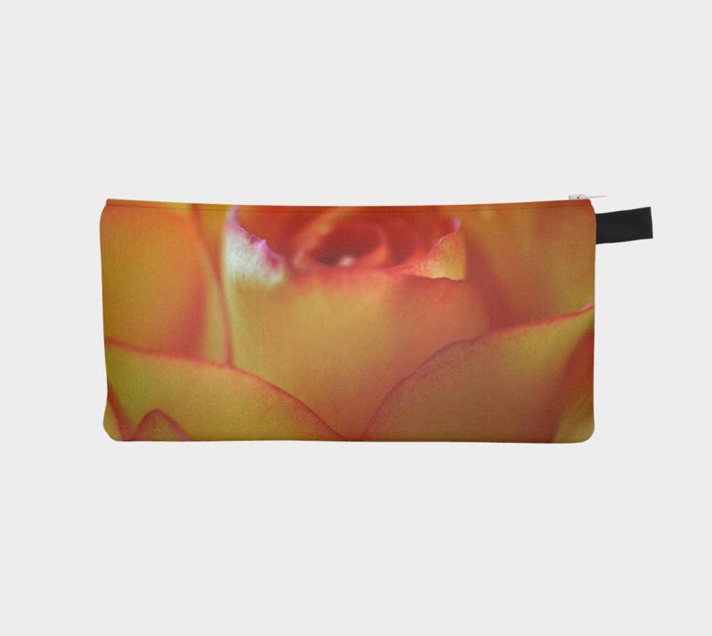 Rose Blume Bleistift Fall, Orange Beutel, Bleistift-Beutel, Make-Up-Tasche, Natur-Beutel, Kleine Reißverschluss-Beutel, Bleistift-Tasche von InLightImagery