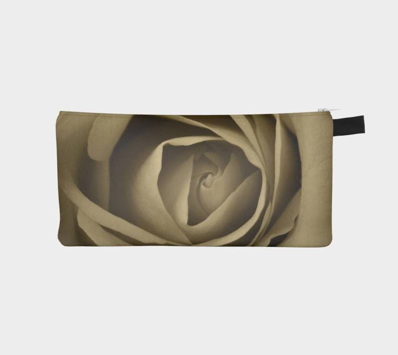 Sepia Rose Blume Bleistift Fall, Bleistift-Beutel, Floral Make-Up-Tasche, Kleine Reißverschluss-Beutel, Geschenk Für Brautjungfern, Kosmetiktasche von InLightImagery