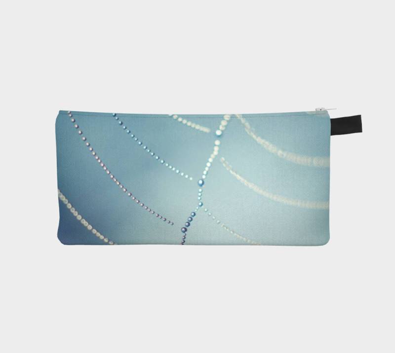 Tau Bedeckt Spinnweb Bleistift Fall, Natur Foto Kleine Tasche Make-Up Tasche, Reißverschluss-Beutel, 9 X 4 Bleistift-Tasche, Kosmetiktasche von InLightImagery