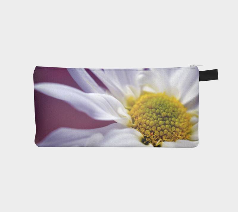 Weiße Gänseblümchen Blume Bleistift Fall, Kleine Floral Make-Up Tasche Reißverschluss Beutel Personalisierte Kosmetiktasche Geschenk von InLightImagery