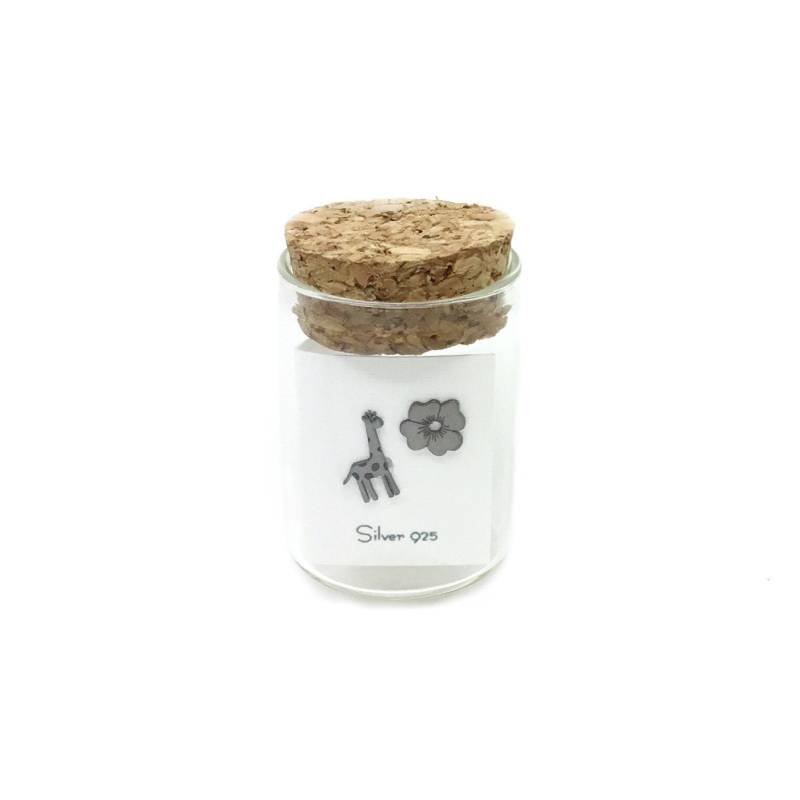 Giraffe Und Blume Ohrring, Wild Leben, Tier, Dschungel, Sterling Silber 925, Vergoldet von InLoveJewelAthens