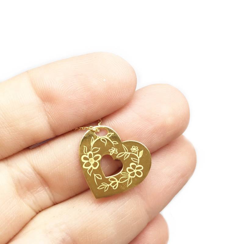 Florale Herz Halskette Aus Sterling Silber 925 Florale Herz Halskette Aus Sterling Silber 925 von InLoveJewelAthens