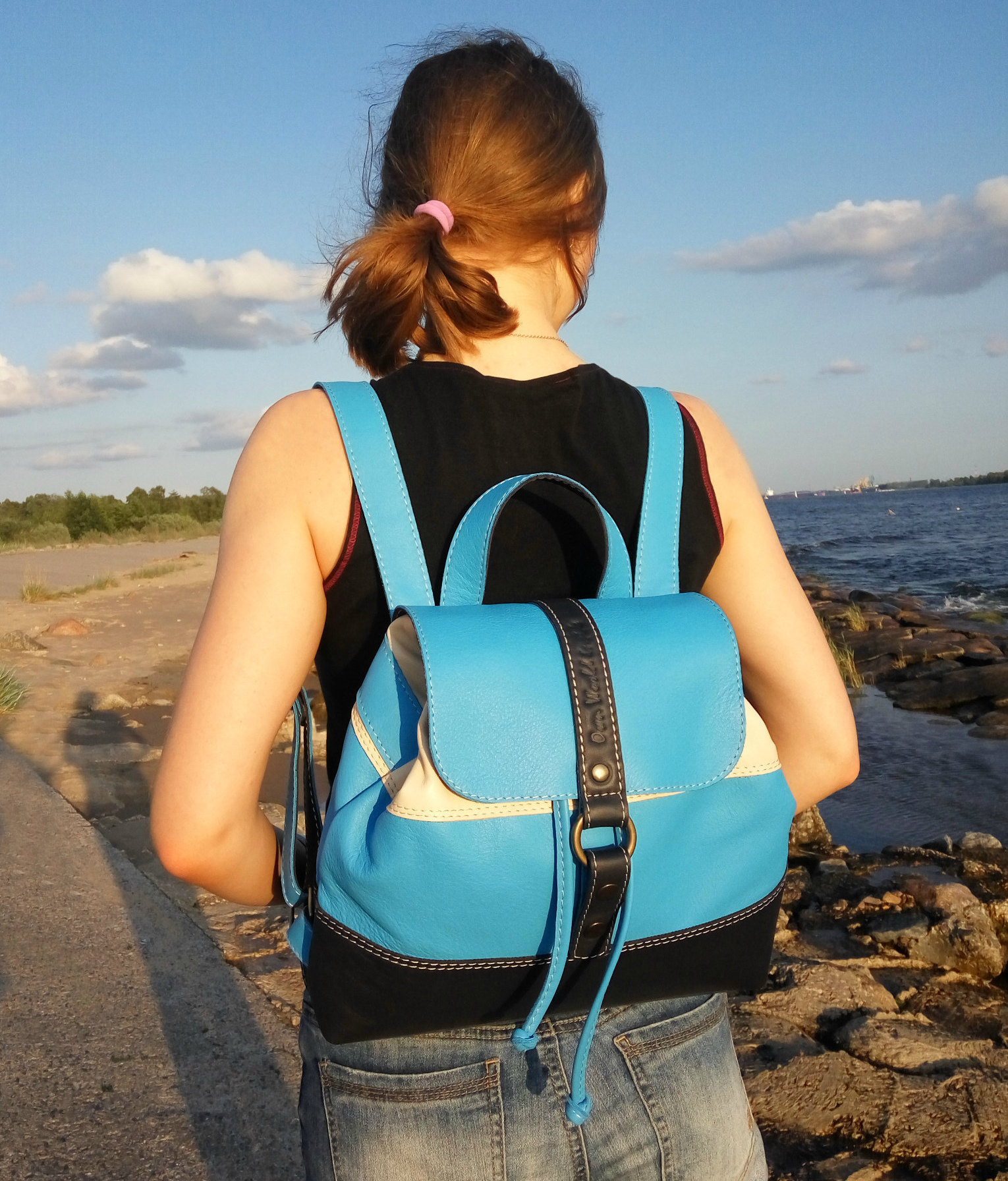 Lederrucksack, Damenrucksack, Blauer Rucksack, Lederrucksack Damen, Handgemachter Rucksack von InNatureBags