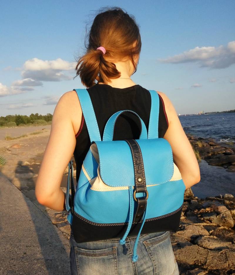 Lederrucksack, Damenrucksack, Blauer Rucksack, Lederrucksack Damen, Handgemachter Rucksack von InNatureBags