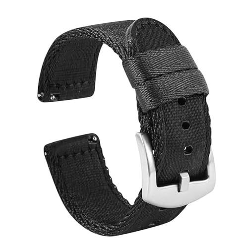 InOmak 20/22mm Nylon Uhrengurt Sport Ersatzband Armband, Schwarz 1, 20mm von InOmak
