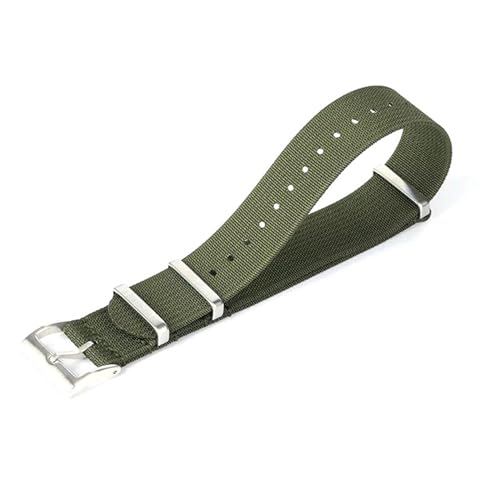 InOmak 20/22mm Nylon Uhrengurt geflochtenes Gurtarmband, Green-Silver, 22mm von InOmak