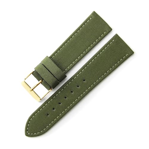 InOmak 20/22mm Nylon Watch Band Canvas Uhrengurt, Grüne Goldnadel, 22mm von InOmak