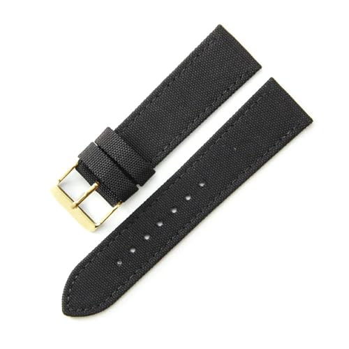 InOmak 20/22mm Nylon Watch Band Canvas Uhrengurt, Schwarzgoldnadel, 20mm von InOmak