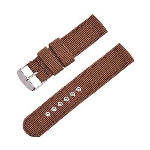 InOmak Canvas Nylon Uhren Band 16-24mm atmungsaktives Stoff Uhrengurt, EIN Kaffee, 24mm Schwarze Schnalle von InOmak