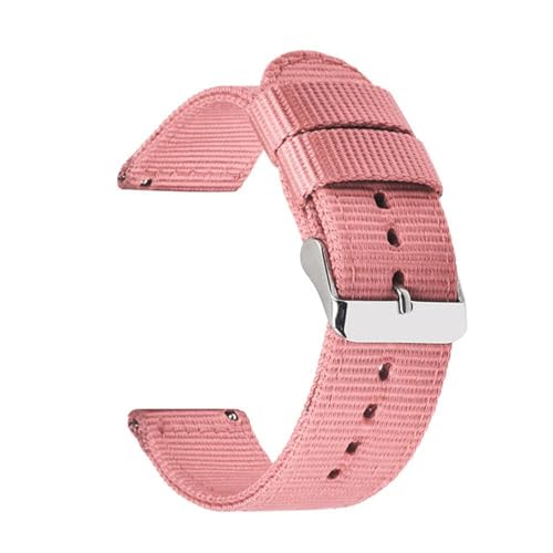 InOmak Canvas-Uhren-Bands 18-24mm NATO-Uhr-Gurte, Rosa, 20mm schwarze Schnalle von InOmak