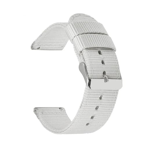 InOmak Canvas-Uhren-Bands 18-24mm NATO-Uhr-Gurte, Weiß, 24 -mm -Silberschnalle von InOmak