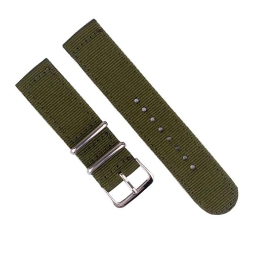 InOmak Canvas Uhrengurt 18-24mm Stoff Nylon Uhrband, Armeegrün, 22mm von InOmak