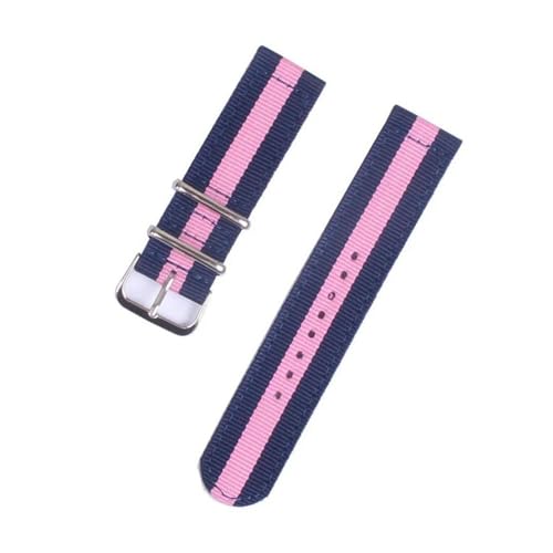 InOmak Canvas Uhrengurt 18-24mm Stoff Nylon Uhrband, Navy Pink Navy, 18mm von InOmak