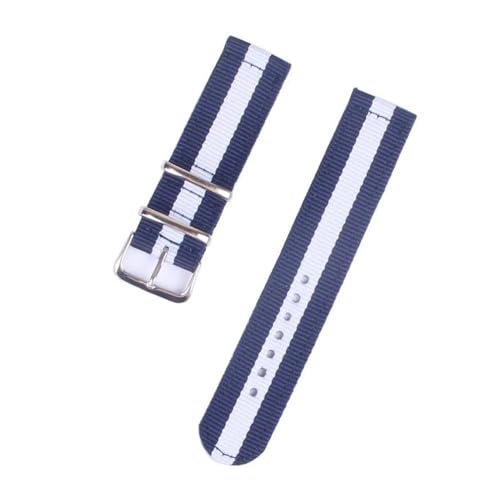 InOmak Canvas Uhrengurt 18-24mm Stoff Nylon Uhrband, Navy White Navy, 20mm von InOmak